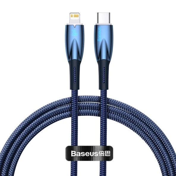Baseus Glimmer Series 20W 100 cm Type-C to Lightning Şarj Kablosu Mavi ürün görseli 1