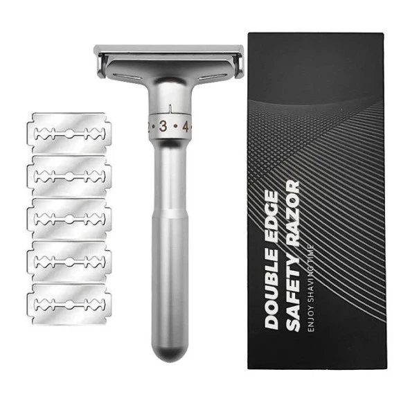 Valkyrie Metal Ayarlanabilir Manuel Geleneksel Tıraş Aleti Makinası 5 Jilet 6 Kademe Gümüş ürün görseli 1
