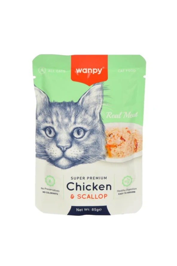Wanpy Pouch Tavuklu Deniz Taraklı Kedi Konserve 85 gr ürün görseli 1
