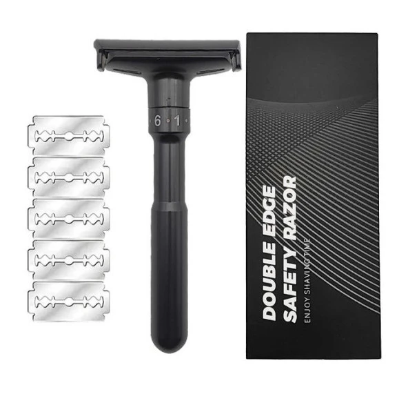 Valkyrie Metal Ayarlanabilir Manuel Geleneksel Tıraş Aleti Makinası 5 Jilet 6 Kademe Siyah ürün görseli 1