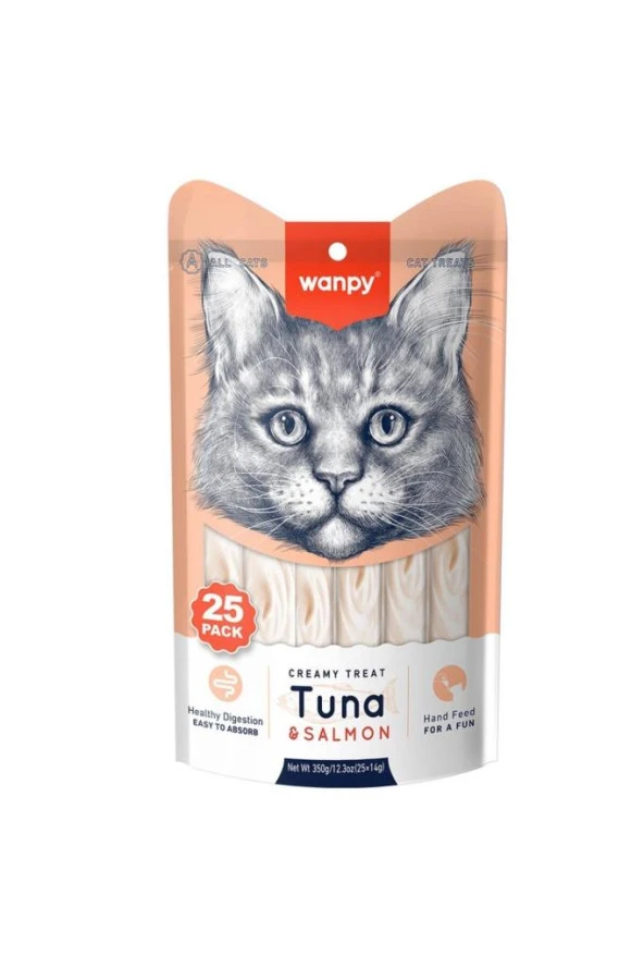 Wanpy Ton Balıklı Somonlu Sindirim Sistemi Destekleyici Sıvı Ödül Maması 25x14 gr ürün görseli 1