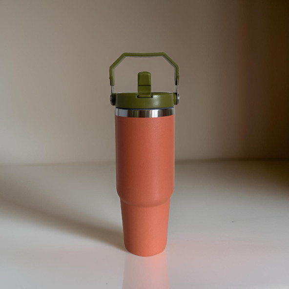 Charcoal Flip Straw Çift Duvar Yalıtımlı Paslanmaz Çelik  0.89 Lt  Pipetli Termos ürün görseli 1