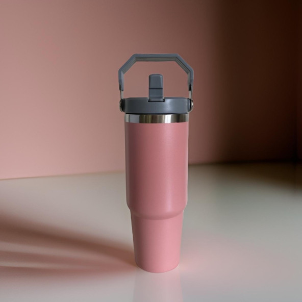 Charcoal Flip Straw Çift Duvar Yalıtımlı Paslanmaz Çelik  0.89 Lt  Pipetli Termos ürün görseli 1