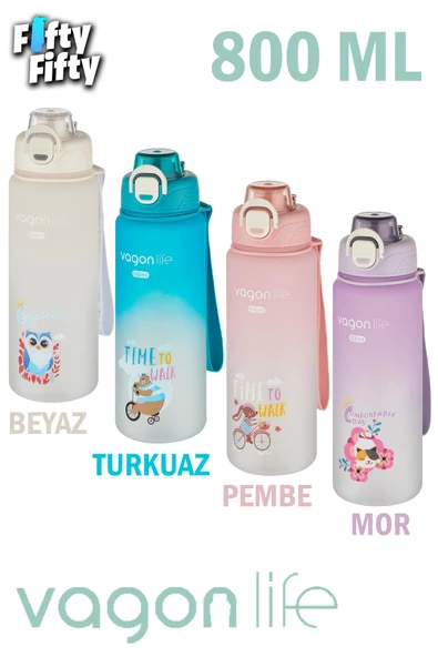 Vagonlife 800 ml Figürlü Su Matarası Çift Kullanım Pipetli Ve Rahat İçim Sticker Hediyeli-FFVGN-2352NEW800 ürün görseli 1