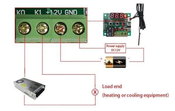 W1209 12V DC Dijital Termostat Sıcaklık Kontrol Devresi Sensörlü - Resim 4