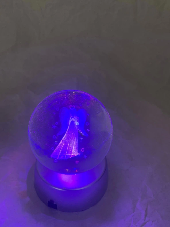 3D Led Işık Cam Küre Melek Pilli 6 cm Gece Lambası ürün görseli 1