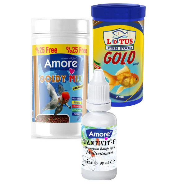 Amore Goldy Mix Granules Ve Gold Naturel 125ml + 100ml Japon Balık Yemi Ve Vitamini ürün görseli 1