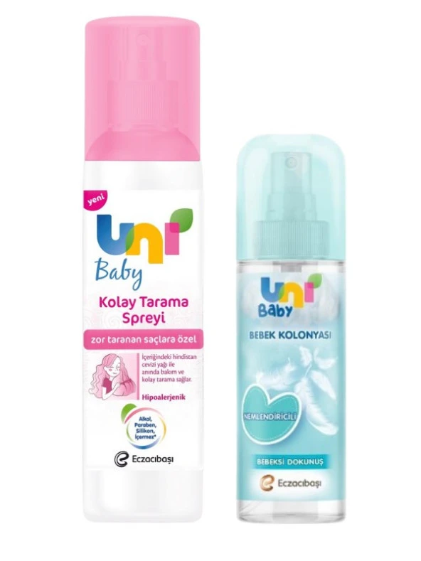 Uni Baby Kolay Tarama Spreyi 200 ml +Uni Baby Bebek Kolonyası Bebeksi Dokunuş 150 ml Set ürün görseli 1