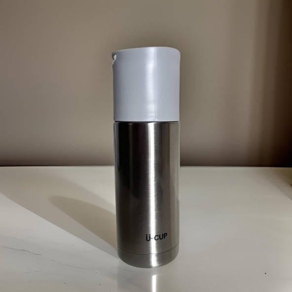 Stainless Steel Bardaklı Kayışlı 350 Ml Günlük , Şık, Modern , Hediyelik Termos . ürün görseli 1