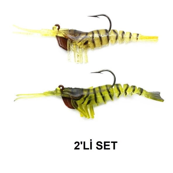 Captain 3048 Magic Shrimp 2li Set 3D 5cm 3.7gr Silikon Karides Yem ürün görseli 1