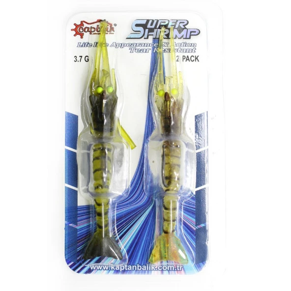 Captain 3048 Magic Shrimp 2li Set 3D 5cm 3.7gr Silikon Karides Yem - Resim 2