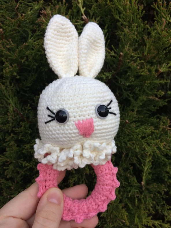 Tavşancık Çıngırak Amigurumi Organik Oyuncak ürün görseli 1