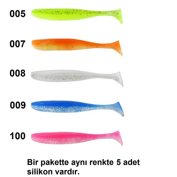 Captain 3075 Shad Tail Soft 10cm 4.7gr 5'li Paket Silikon Yem İğnesiz ürün görseli 1