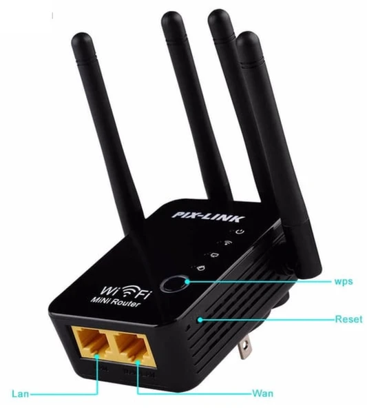 Pix-Link Wıfı Repeater + Router + Ap 300MBPS Siyah LV-WR16 ürün görseli 1