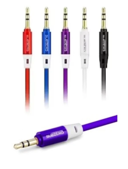 SUBZERO AX35 1M AUX KABLO 3.5MM 1 METRE SES KABLOSU-MOR ürün görseli 1