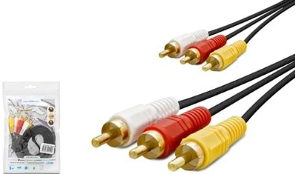 Hdx1038 3rca (M) To 3rca (M) Kablo Gold 1.5m Siyah ürün görseli 1
