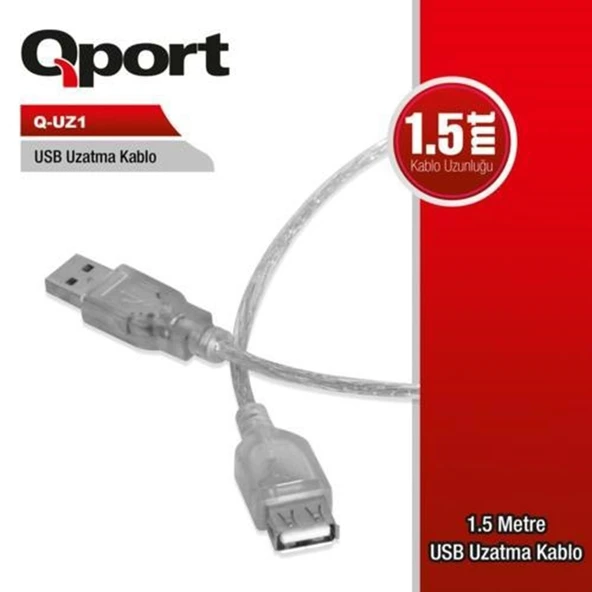 Qport Q-uz1 1.5 Metre Usb uzatma Kablo ERKEK DİŞİ 1,5M USB UZATMA KABLO ürün görseli 1