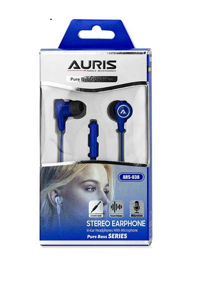 AURİS ARS-HF038 KABLOLU KULAK İÇİ KULAKLIK MAVİ ürün görseli 1