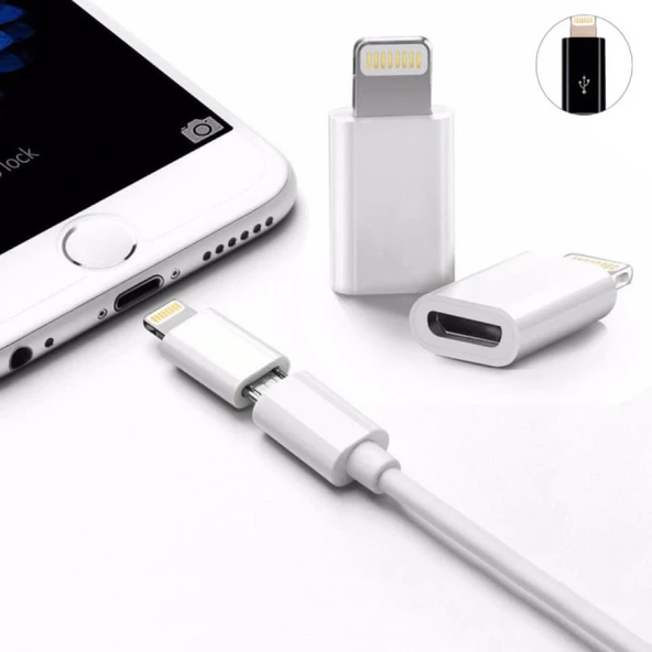 HD4444 Micro Usb iOS Uyumlu iPhone Lightning Çevirici Micro İphone Dönüştürücü Adaptör - Resim 3