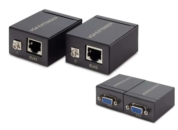 HADRON HDX1285 VGA RJ45 Extender Görüntü Aktarım Seti 60 m Siyah ürün görseli 1