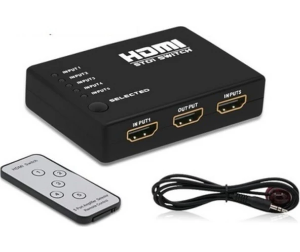 Nvd-321 5 Port Hdmı Switch Kumandalı 3d Uyumlu 5 In 1 ürün görseli 1