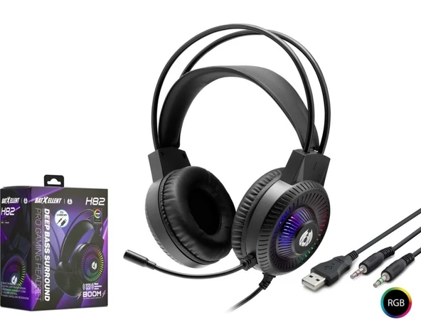Hadron H82 Oyuncu Kulaklığı 2 3.5Mm + Usb Rgb Siyah Gaming Kulaklık ürün görseli 1