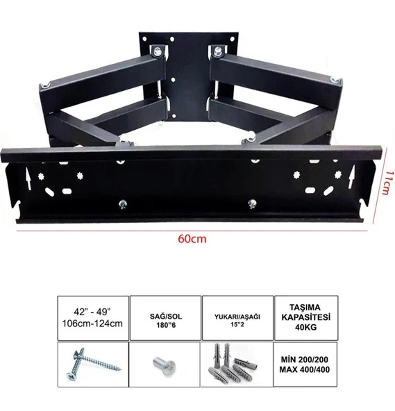 UFİX-6011H LCD tv Askı Aparatı Hareketli 6 Kol 42-49 Inç 109-124CM ürün görseli 1