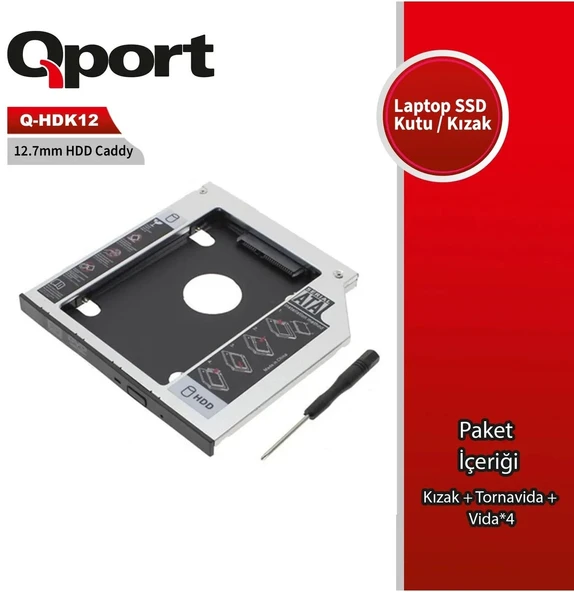QPORT Q-hdk12 Ssd/hdd 12,7mm Notebook Kızak SSD CADDY ürün görseli 1