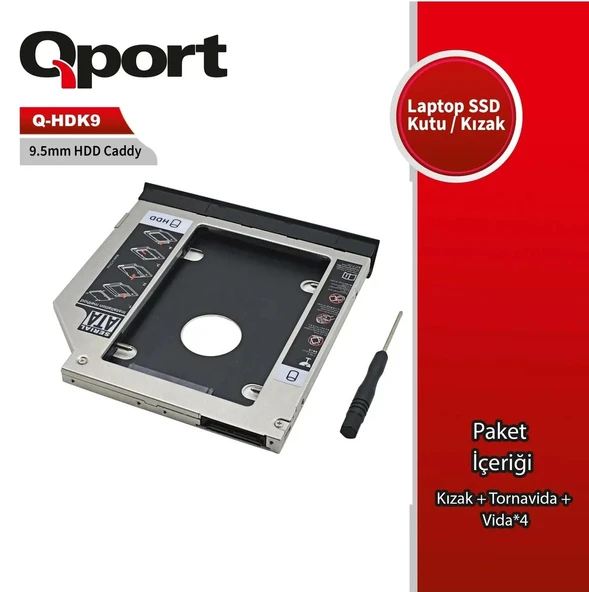 QPORT Q-HDK9 SSD/HDD CADDY 9.5MM NOTEBOOK SSD KIZAK 9,5MM ürün görseli 1
