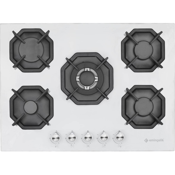 EMİNÇELİK EC-AH 2250 BW WG70 SNG 5 GÖZLÜ BEYAZ 70 CM ANKASTRE OCAK WOKLU ürün görseli 1