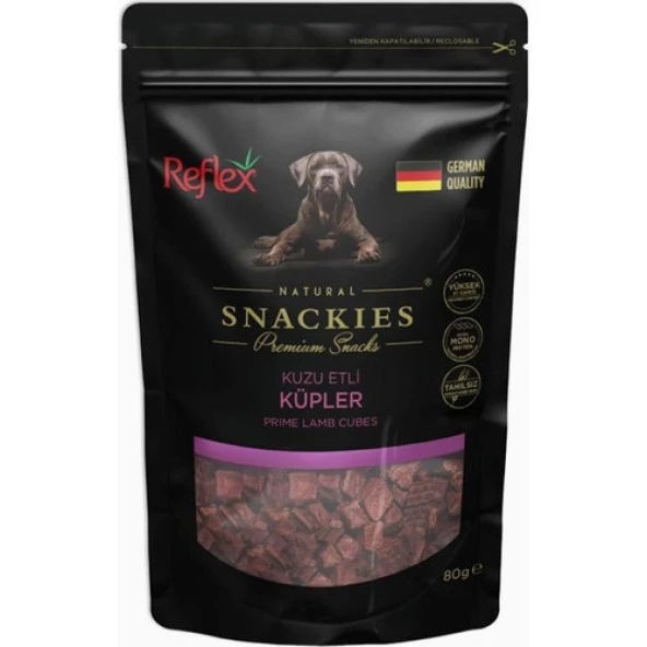 Reflex Snackies Kuzu Küp Kurutulmuş Et Köpek Ödülü 80gr ürün görseli 1