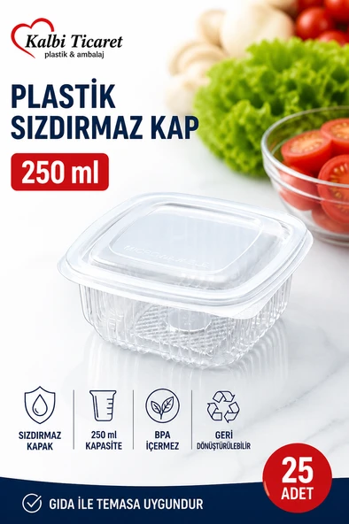 PTTAVM: Plastik Saklama Kabı 250 gr 25 Adet Plastik Kapaklı Kase