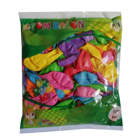 9A Balon Karışık Renkli Balon 100'lü Atom Balon ürün görseli 1