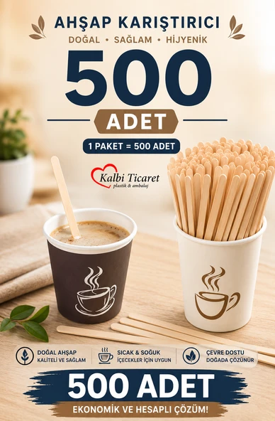 Ahşap Karıştırıcı Tahta Kaşık 500'lü Paket Çay Kahve Karıştırıcı ürün görseli 1