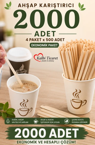 Ahşap Karıştırıcı 2000 Adet Çay Kahve Karıştırma Çubuğu Tahta Karıştırıcı Tahta Kaşık ürün görseli 1