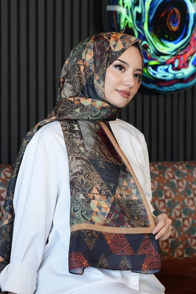Paisley Desen Kahverengi Soft Pamuk Şal ürün görseli 1