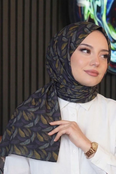 Dalgalı Desen Mor Soft Pamuk Şal ürün görseli 1