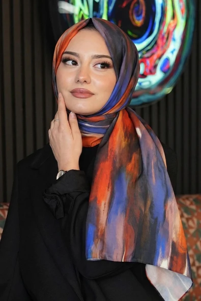 Sanat Desen Turuncu Soft Pamuk Şal ürün görseli 1