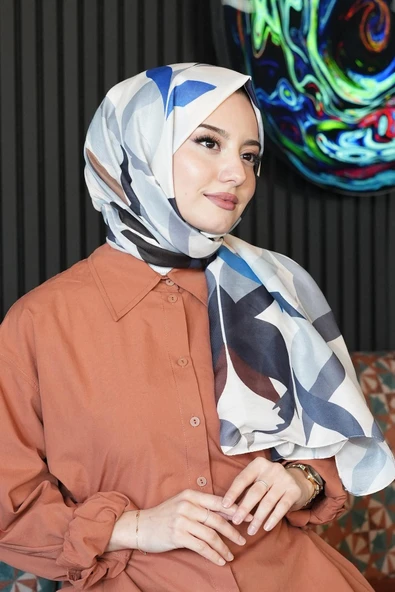 Soyut Desen Bej Soft Pamuk Şal ürün görseli 1