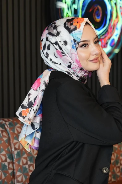 Çiçek Desen Renkli Soft Pamuk Şal ürün görseli 1