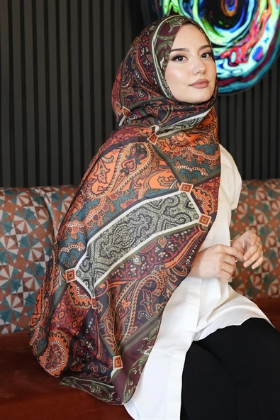 Paisley Desen Kahverengi Soft Pamuk Şal ürün görseli 1