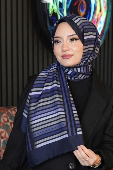 Çizgili Desen Mor Soft Pamuk Şal ürün görseli 1