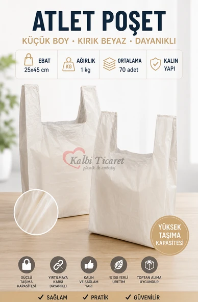 Kalın Kırık Beyaz Poşet Küçük Boy 1 Kg Hışır Atlet Poşet Market Manav Poşeti Çöp Poşeti ürün görseli 1