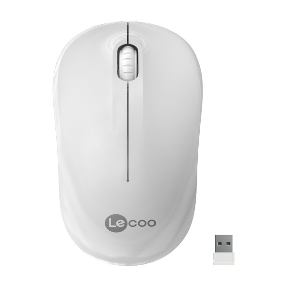 Lenovo Lecoo WS206 Kablosuz 1200DPI 3 Tuşlu Optik Mouse Beyaz ürün görseli 1