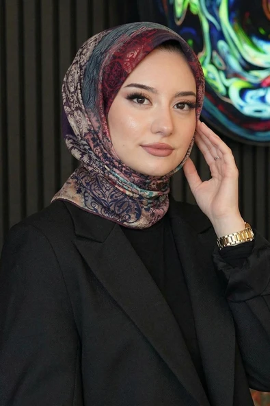 Dalgalı Desen Yeşil Soft Pamuk Eşarp ürün görseli 1