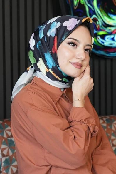 Yonca Desen Renkli Soft Pamuk Eşarp ürün görseli 1