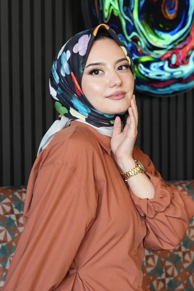 Yonca Desen Renkli Soft Pamuk Eşarp - Resim 5