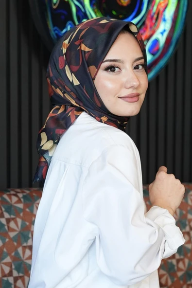 Yaprak Desen Sarı Soft Pamuk Eşarp ürün görseli 1
