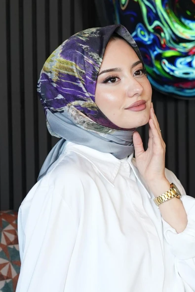 Fırça Desen Mor Soft Pamuk Eşarp ürün görseli 1