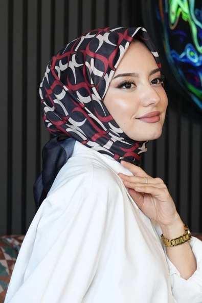 Halkalar Desen Kırmızı Soft Pamuk Eşarp ürün görseli 1